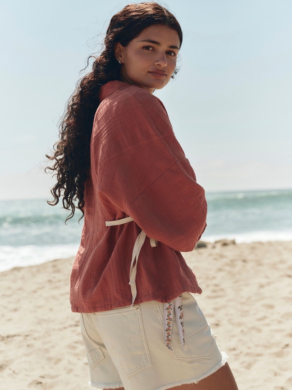 Free People Ansley Shirt  in Baked Clay - Picture 2 of 10